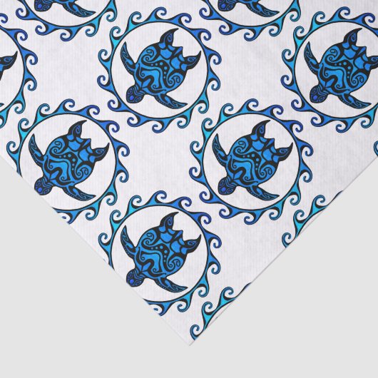 Blue Tribal Turtle Sun Tissuepapier (Detail)