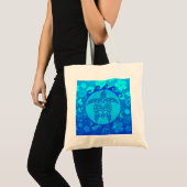 Blue Tribal Turtle Sun Tote Bag (Voorkant (product))