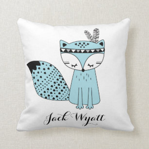 Blue Tribal Woodland Fox Baby Boy Modern Nursery Kussen