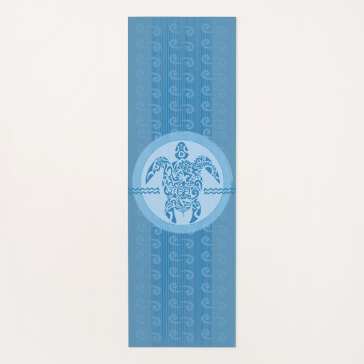 Blue Tribal Zee Turtle Yoga Mat (Voorkant)