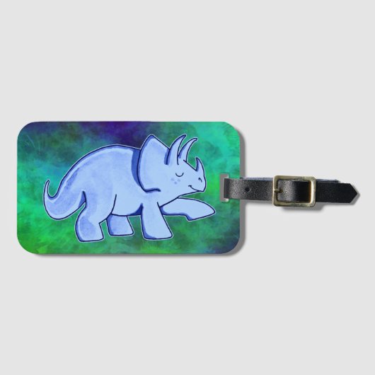 Blue Triceratops Bagagelabel (Voorkant (horizontaal))