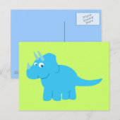 Blue Triceratops Dinosaur Briefkaart (Voorkant / Achterkant)