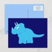 Blue Triceratops Dinosaur Briefkaart (Voorkant / Achterkant)