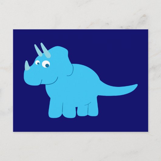 Blue Triceratops Dinosaur Briefkaart (Voorkant)