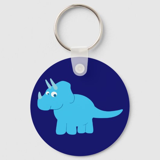 Blue Triceratops Dinosaur Sleutelhanger (Voorkant)