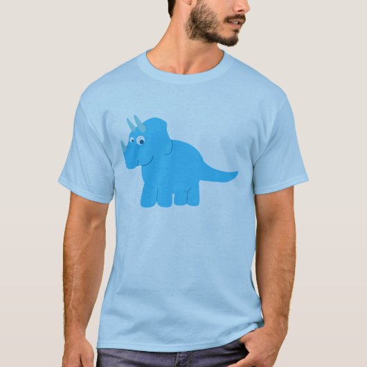 Blue Triceratops Dinosaur T-shirt (Voorkant)