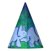 Blue Triceratops Paper Party Pet Feesthoedjes (Achterkant)