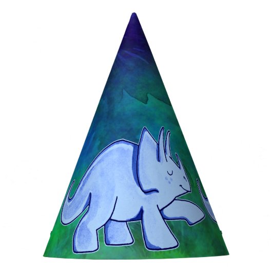 Blue Triceratops Paper Party Pet Feesthoedjes (Voorkant)