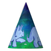 Blue Triceratops Paper Party Pet Feesthoedjes (Links)