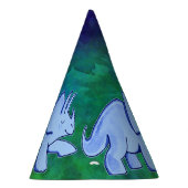 Blue Triceratops Paper Party Pet Feesthoedjes (Rechts)