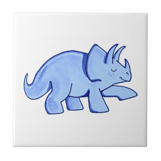 Blue Triceratops Tegeltje (Voorkant)