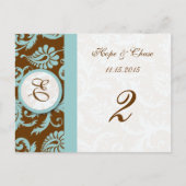 Blue Trim Damask Swirls Table Number Kaarten (Voorkant)
