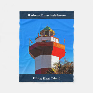 Blue Trimmed Hilton Head Harbor Town Lighthouse Fleece Deken