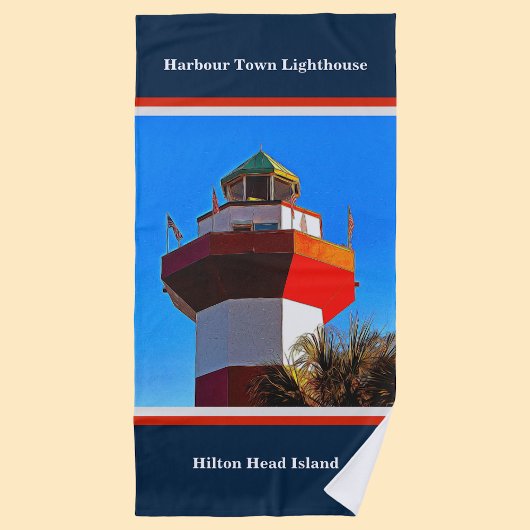 Blue Trimmed Hilton Head Harbor Town Vuurtoren Strandlaken
