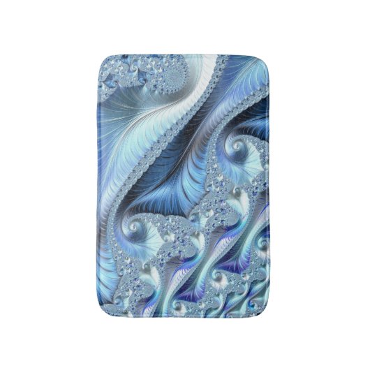 Blue Trippy Psychedelic Fine Fractal Art Badmat (Voorkant Verticaal)