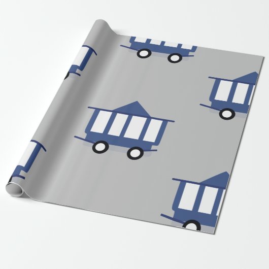 Blue Trolley Car Icon  Railway Wagon Cadeaupapier (Uitgerold)