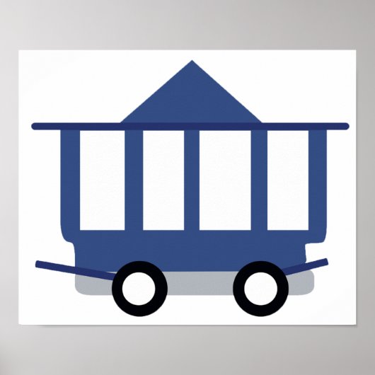 Blue Trolley Car Icon  Railway Wagon Poster (Voorkant)