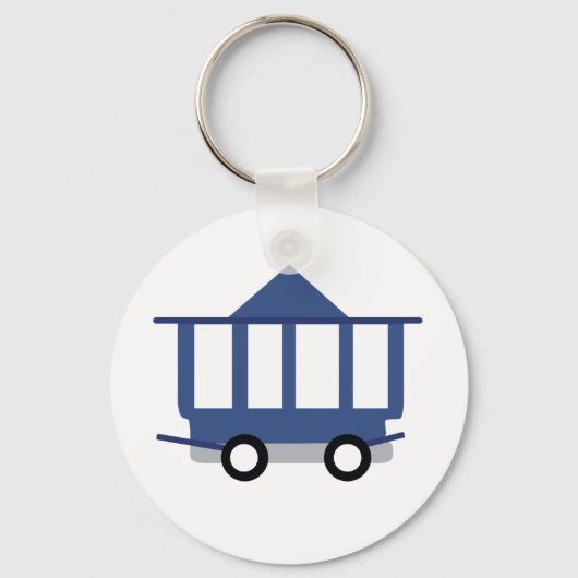 Blue Trolley Car Icon  Railway Wagon Sleutelhanger (Voorkant)
