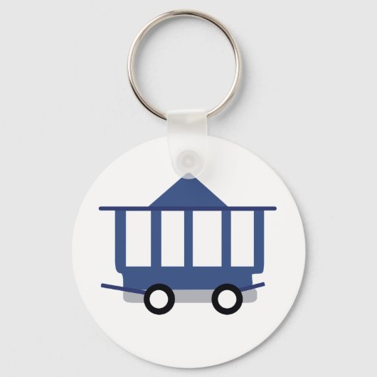 Blue Trolley Car Icon  Railway Wagon Sleutelhanger (Achterkant)