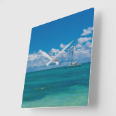 Blue Tropical Bay Seascape Vierkante Klok (Hoek)