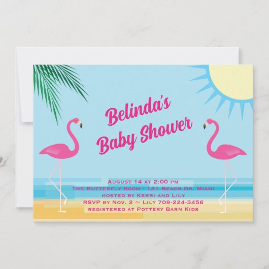 Blue Tropical Beach Baby shower Uitnodiging (Voorkant)