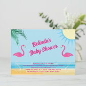 Blue Tropical Beach Baby shower Uitnodiging (Staand voorkant)