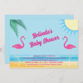 Blue Tropical Beach Baby shower Uitnodiging (Voorkant / Achterkant)
