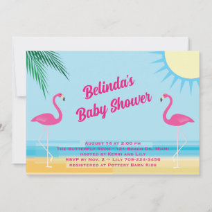 Blue Tropical Beach Baby shower Uitnodiging