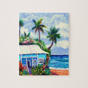 Blue Tropical Beach House of Kauai Puzzle Legpuzzel