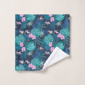 Blue Tropical Flower Garden Pattern Bad Handdoek (Wasdoekje)
