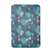Blue Tropical Flower Garden Pattern Badmat (Voorkant Verticaal)