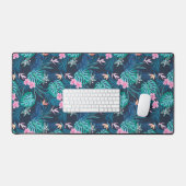 Blue Tropical Flower Garden Pattern Bureaumat (Keyboard & Muis)