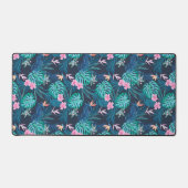 Blue Tropical Flower Garden Pattern Bureaumat (Voorkant)