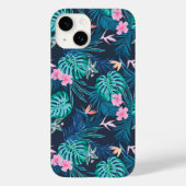 Blue Tropical Flower Garden Pattern Case-Mate iPhone Case (Achterkant)