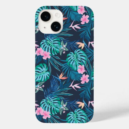 Blue Tropical Flower Garden Pattern Case-Mate iPhone Case (Achterkant)