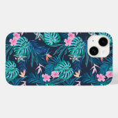 Blue Tropical Flower Garden Pattern Case-Mate iPhone Case (Achterkant (horizontaal))