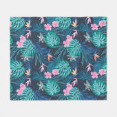 Blue Tropical Flower Garden Pattern Fleece Deken (Voorkant (Horizontaal))