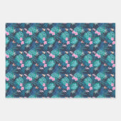 Blue Tropical Flower Garden Pattern Inpakpapier Vel (Voorkant)