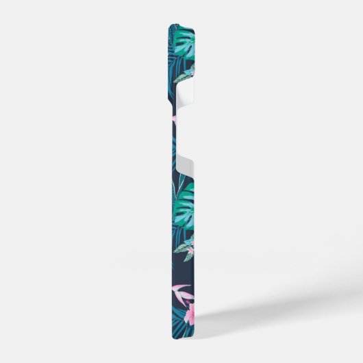 Blue Tropical Flower Garden Pattern iPhone Hoesje (Linkerkant)