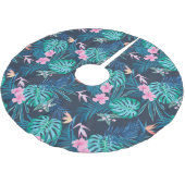 Blue Tropical Flower Garden Pattern Kerstboom Rok (Gekanteld)