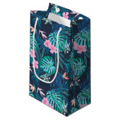 Blue Tropical Flower Garden Pattern Klein Cadeauzakje (Voorkant Gekanteld)