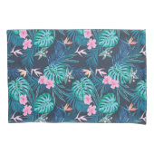 Blue Tropical Flower Garden Pattern Kussensloop (Voorkant)