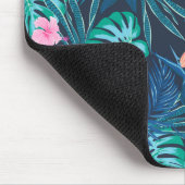 Blue Tropical Flower Garden Pattern Muismat (Hoek)