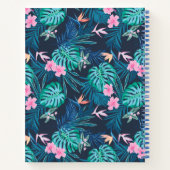 Blue Tropical Flower Garden Pattern Notitieboek (Achterkant)