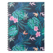 Blue Tropical Flower Garden Pattern Notitieboek (Voorkant)