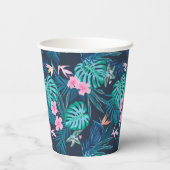 Blue Tropical Flower Garden Pattern Papieren Bekers (Achterkant)