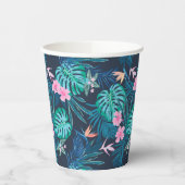 Blue Tropical Flower Garden Pattern Papieren Bekers (Links)