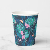 Blue Tropical Flower Garden Pattern Papieren Bekers (Rechts)