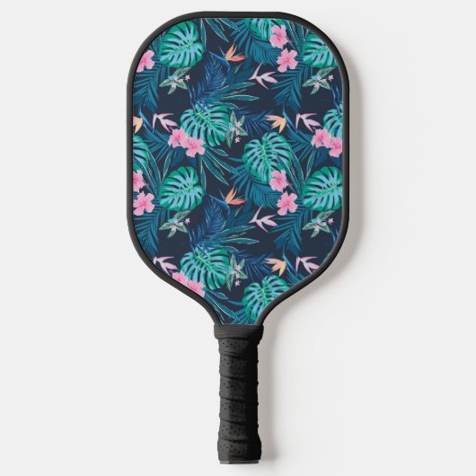 Blue Tropical Flower Garden Pattern Pickleball Paddle (Voorkant)