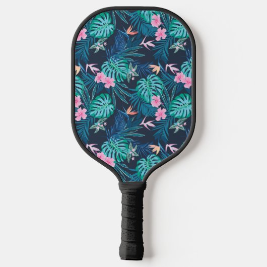 Blue Tropical Flower Garden Pattern Pickleball Paddle (Achterkant)
